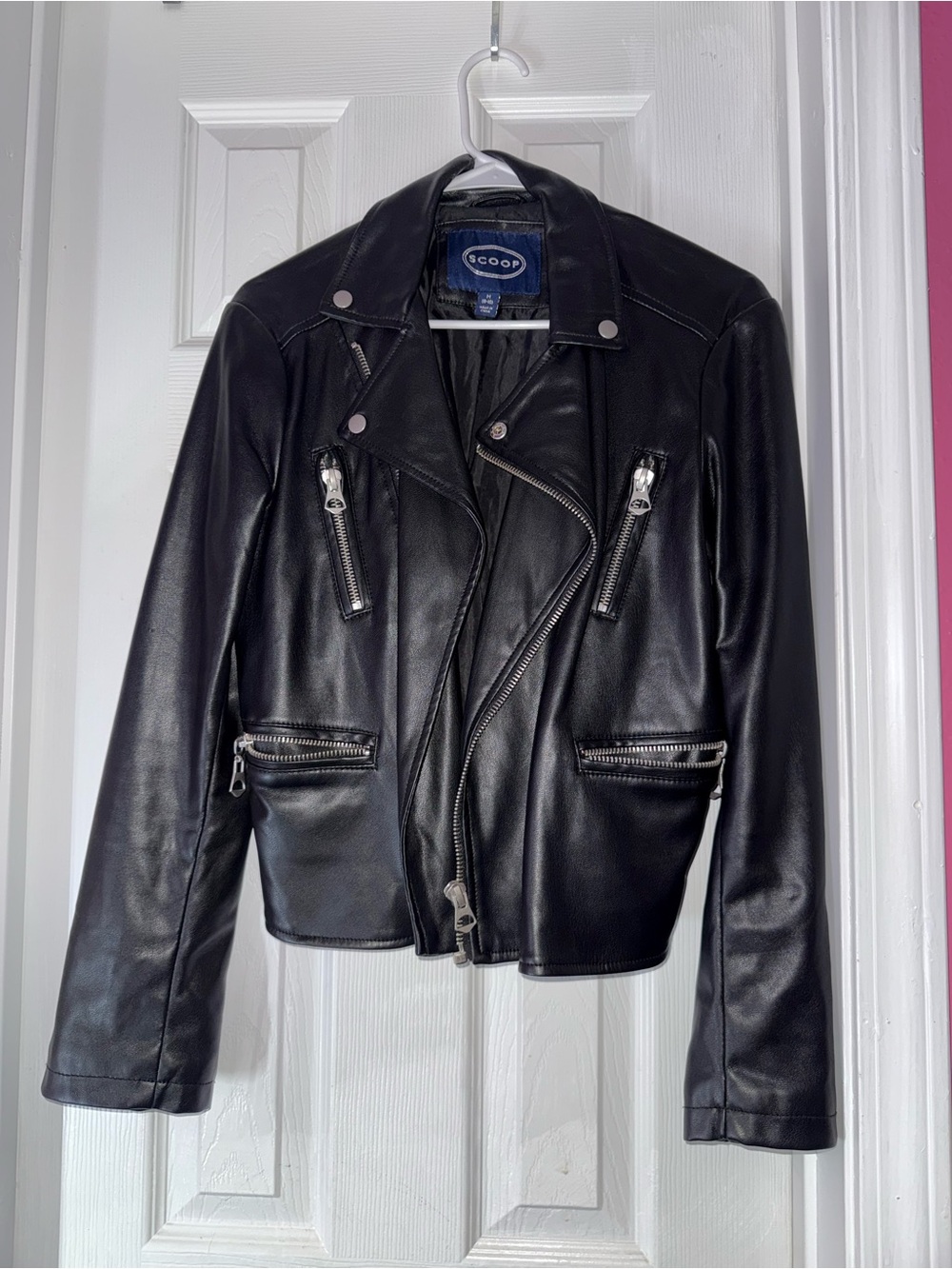Scoop Women’s Black Moto Biker Jacket Size M